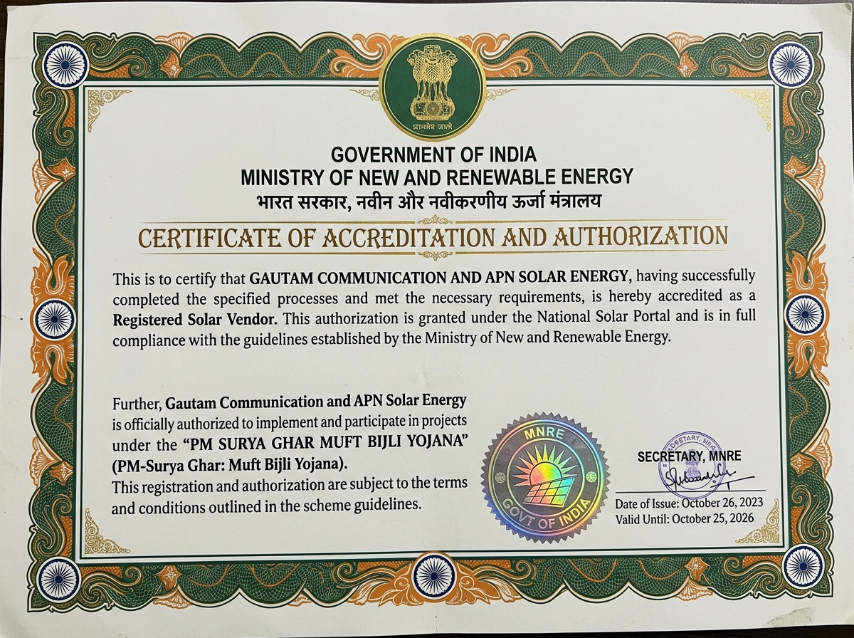 MNRE & PM Surya Ghar National Solar Portal Accreditation